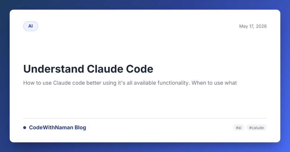 Understand Claude Code — CodeWithNaman Blog